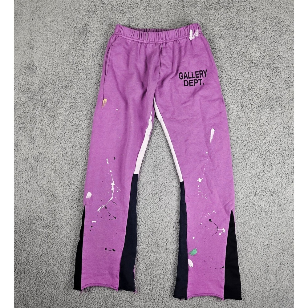 Gallery Dept Painted Sweatpants Purple Flared Joggers 100% Cotton Made in USA L
